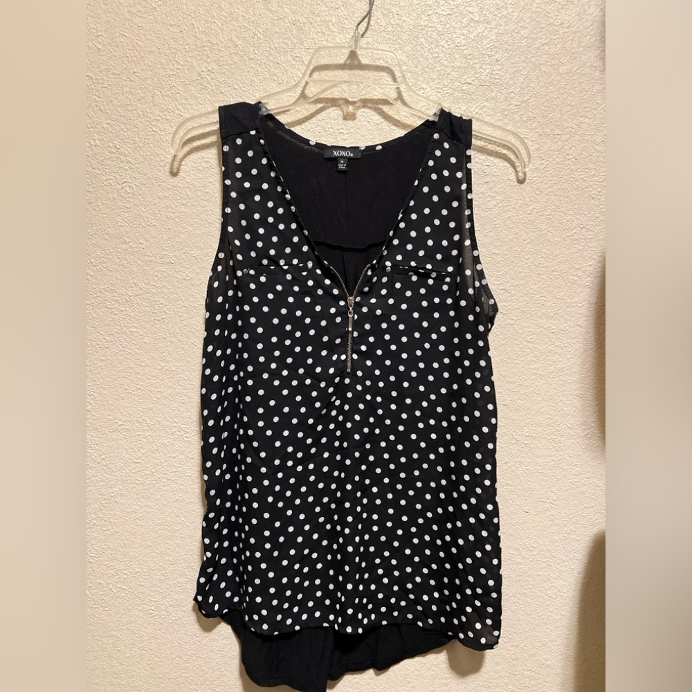 Polka dot high low sleeveless top